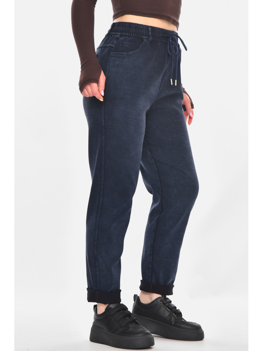 Джинсы женские однотонные тёмно-синего цвета А4088-1 210891C