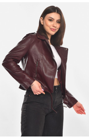Куртка-косуха женская из экокожи бордового цвета 1914 210893C Куртка-косуха женская из экокожи бордового цвета 1914 210893C