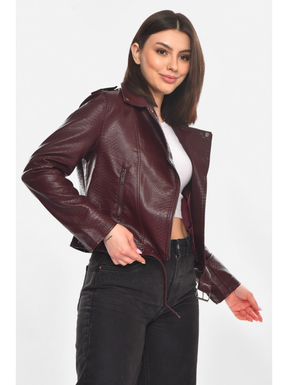 Куртка-косуха женская из экокожи бордового цвета 1914 210893C