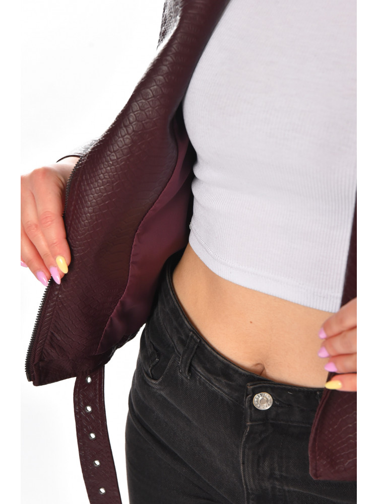 Куртка-косуха женская из экокожи бордового цвета 1914 210893C