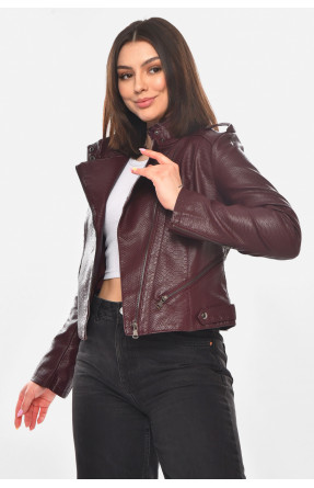 Куртка-косуха жіноча з екошкіри бордового кольору 1919 210899C Куртка-косуха жіноча з екошкіри бордового кольору 1919 210899C