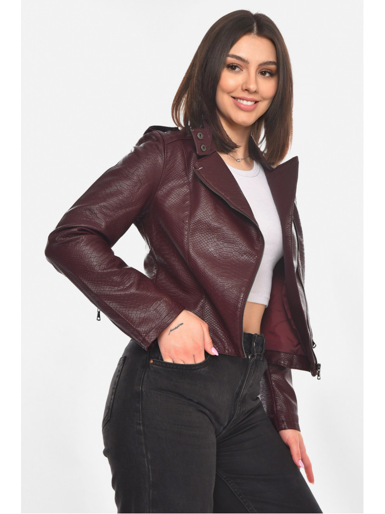 Куртка-косуха жіноча з екошкіри бордового кольору 1919 210899C