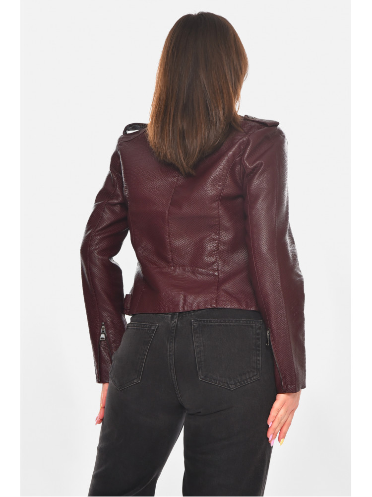 Куртка-косуха жіноча з екошкіри бордового кольору 1919 210899C