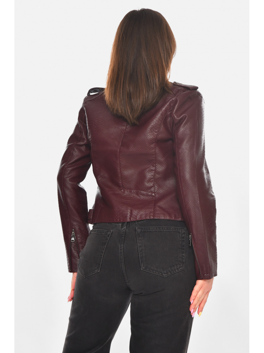 Куртка-косуха жіноча з екошкіри бордового кольору 1919 210899C