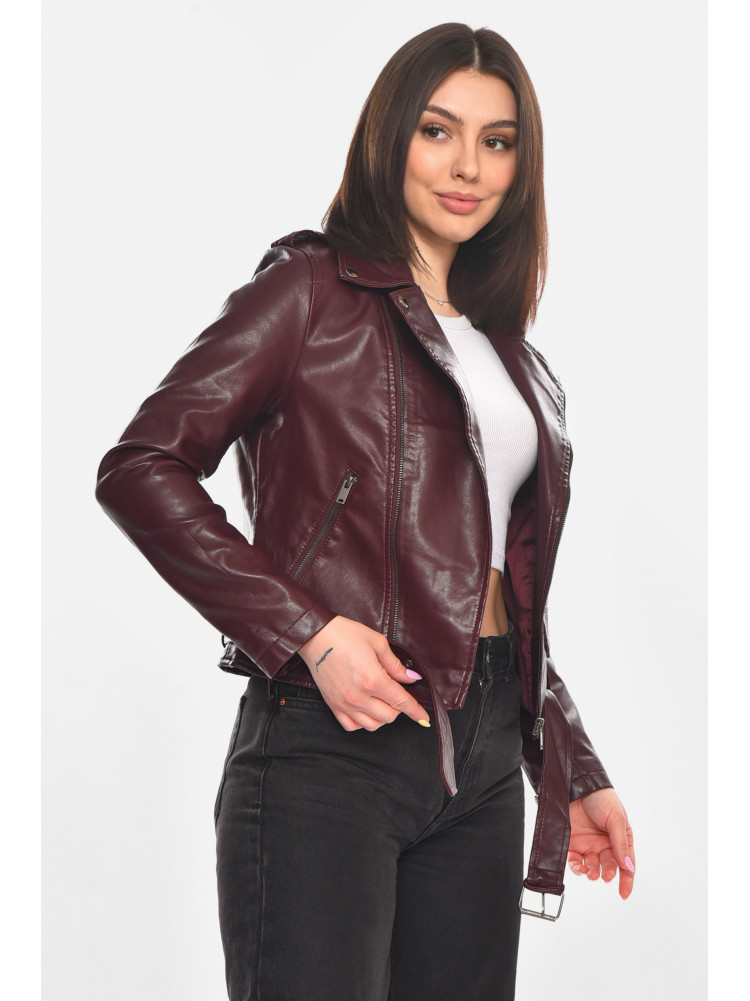 Куртка-косуха жіноча з екошкіри бордового кольору 1924 210900C