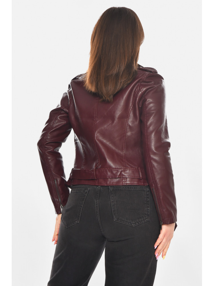 Куртка-косуха жіноча з екошкіри бордового кольору 1924 210900C