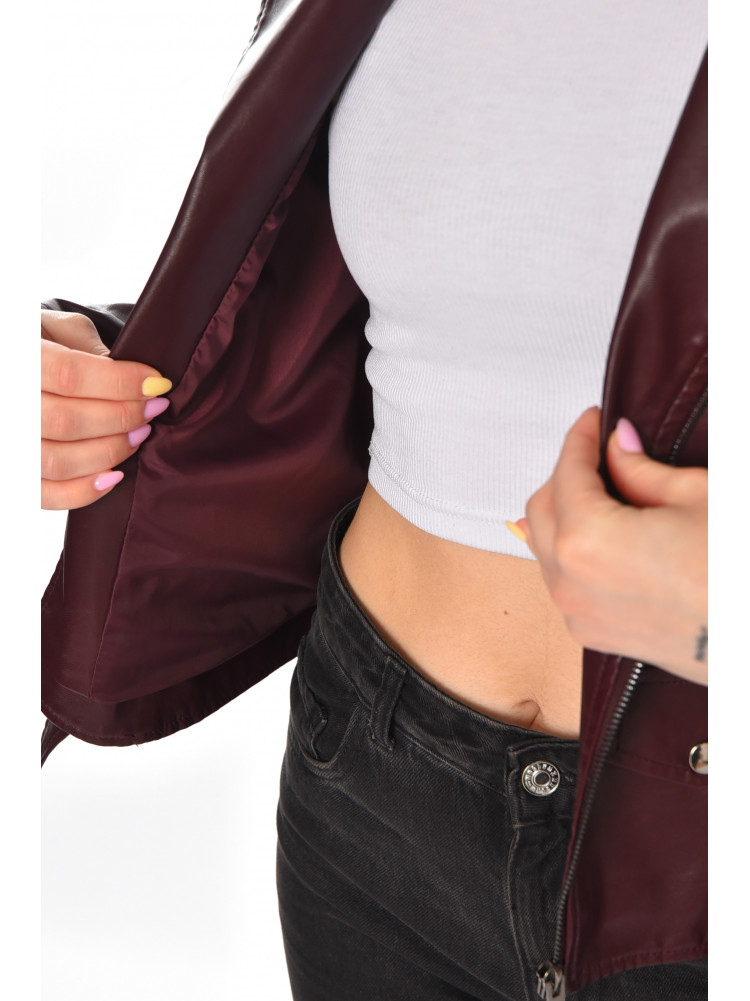 Куртка-косуха жіноча з екошкіри бордового кольору 1924 210900C