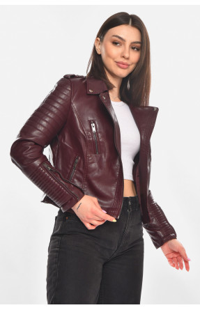 Куртка-косуха жіноча з екошкіри бордового кольору 210901C Куртка-косуха жіноча з екошкіри бордового кольору 210901C