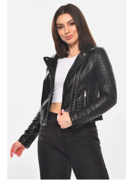 Куртка-косуха женская из экокожи черного цвета 1928 210902C Куртка-косуха женская из экокожи черного цвета 1928 210902C