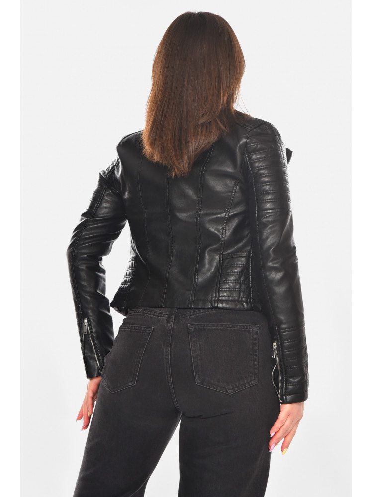 Куртка-косуха жіноча з екошкіри чорного кольору 1928 210902C