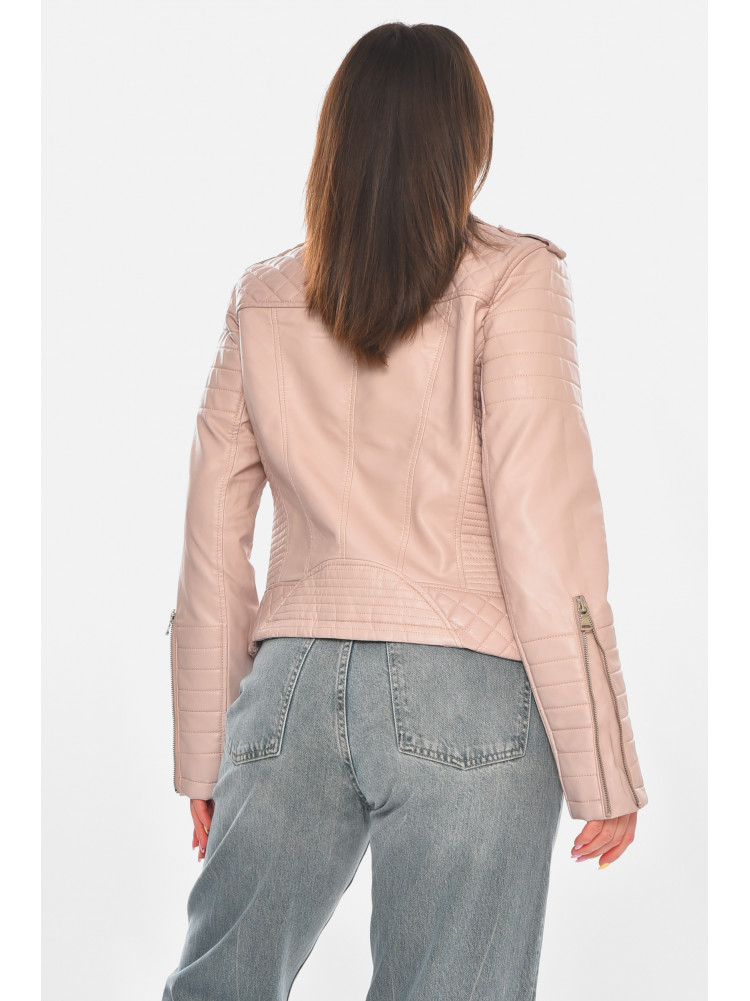 Куртка-косуха жіноча з екошкіри пудрового кольору 210904C