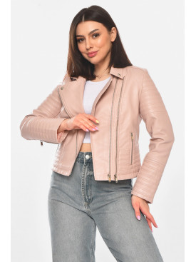 Куртка-косуха женская из экокожи пудрового цвета 1828 210905C