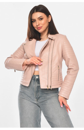 Куртка-косуха жіноча з екошкіри пудрового кольору 1828 210905C Куртка-косуха жіноча з екошкіри пудрового кольору 1828 210905C