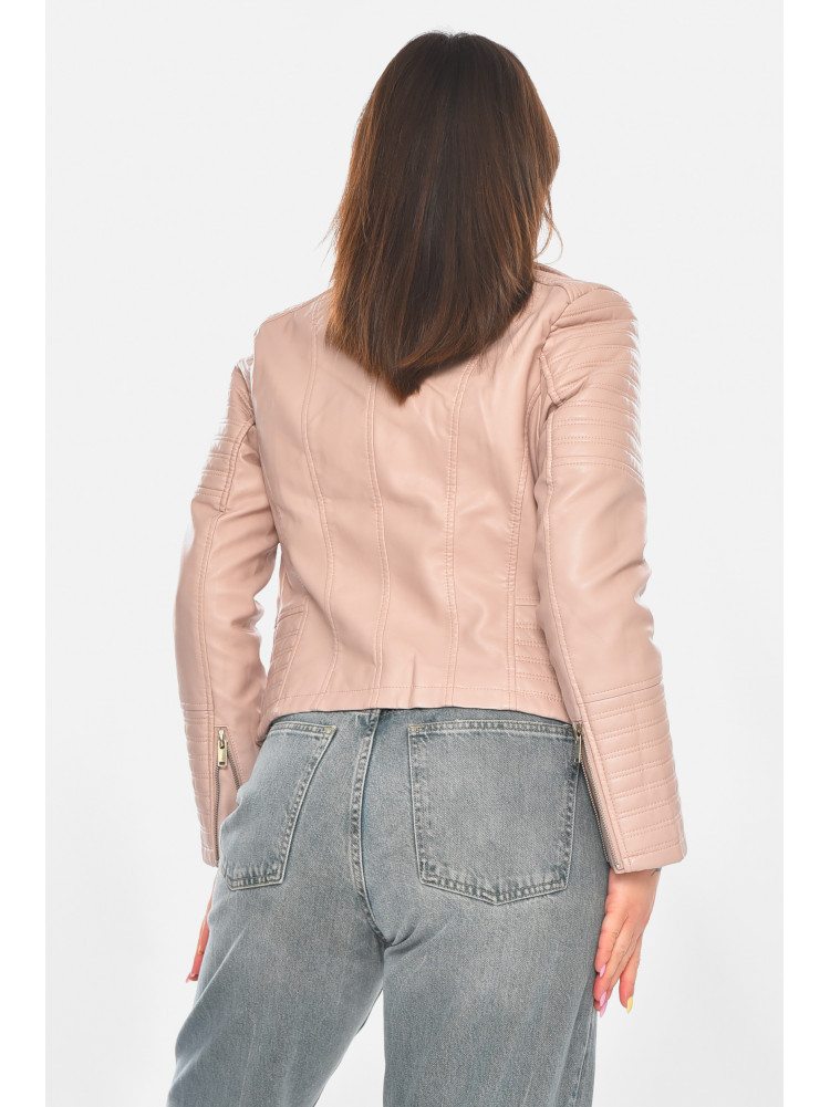 Куртка-косуха жіноча з екошкіри пудрового кольору 1828 210905C