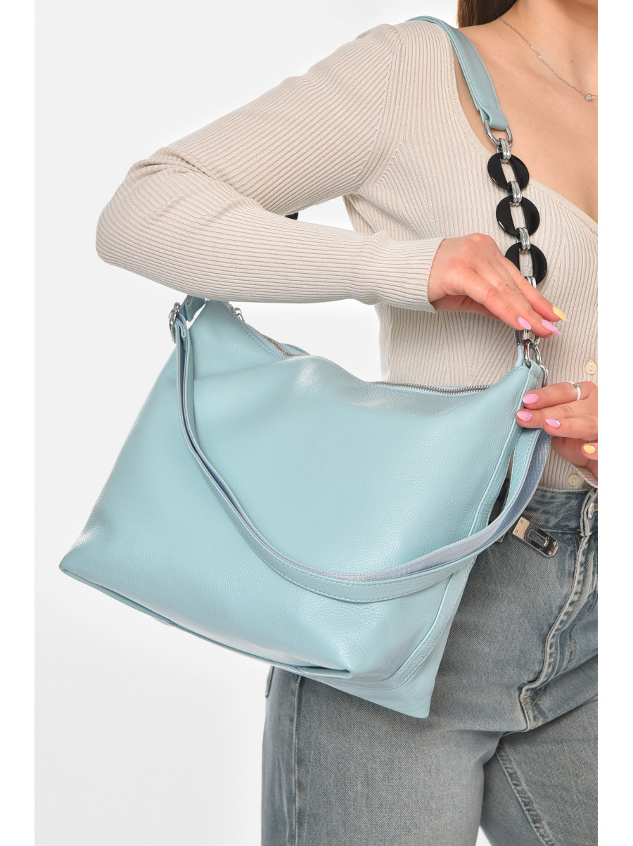 Сумка женская из экокожи голубого цвета 210928C