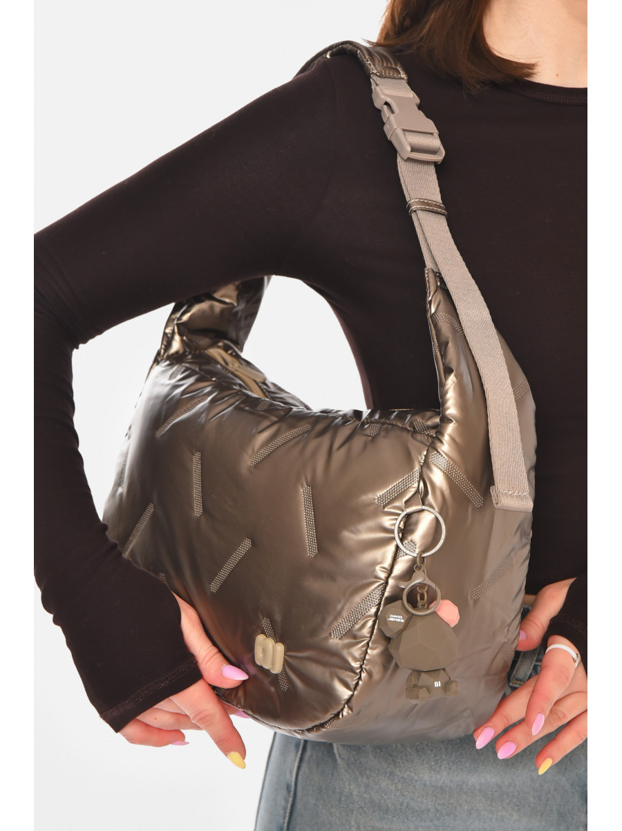 Сумка женская плащевая тёмно-бежевого цвета 210942C