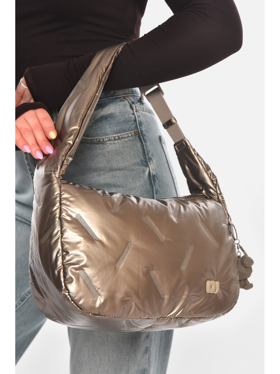 Сумка женская плащевая тёмно-бежевого цвета 210942C