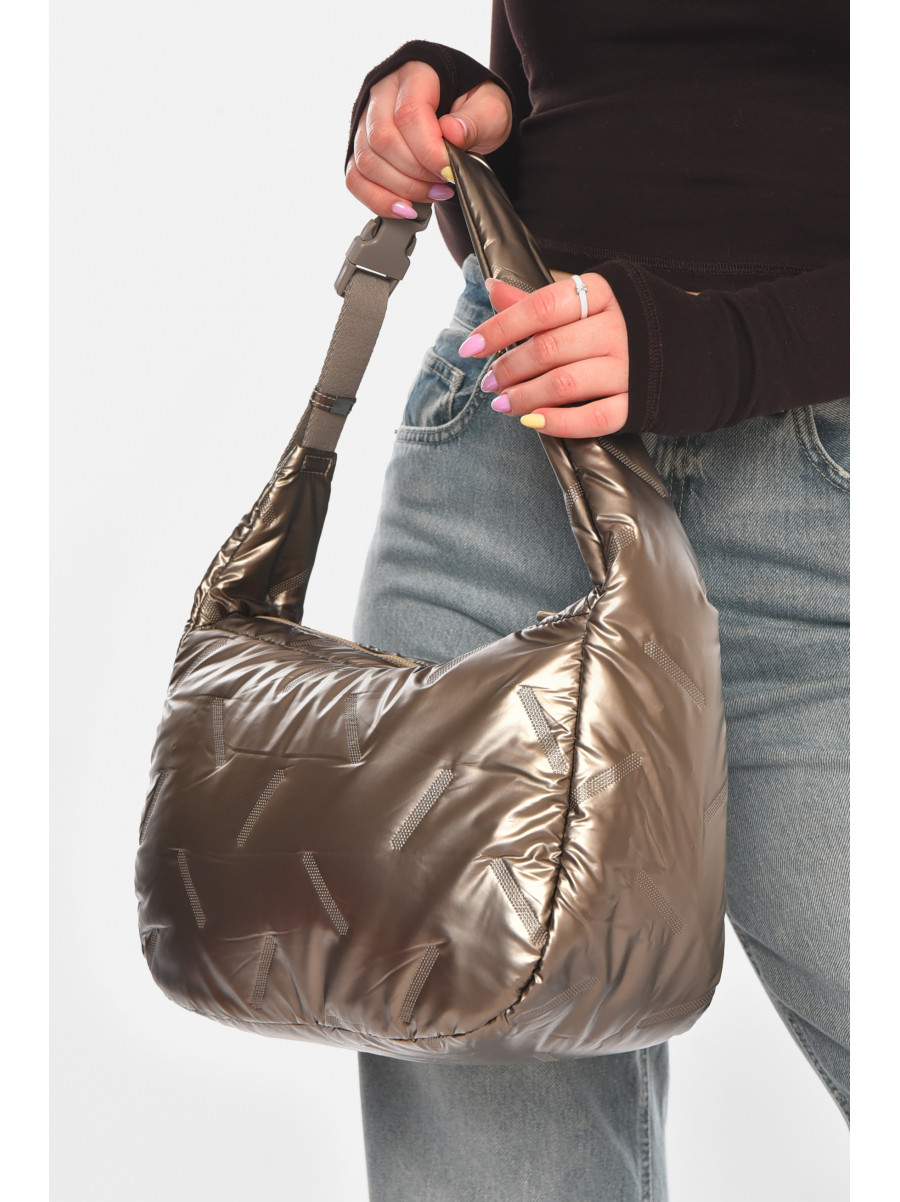 Сумка женская плащевая тёмно-бежевого цвета 210942C