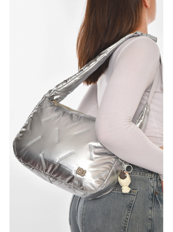 Сумка женская плащевая серого цвета 210943C