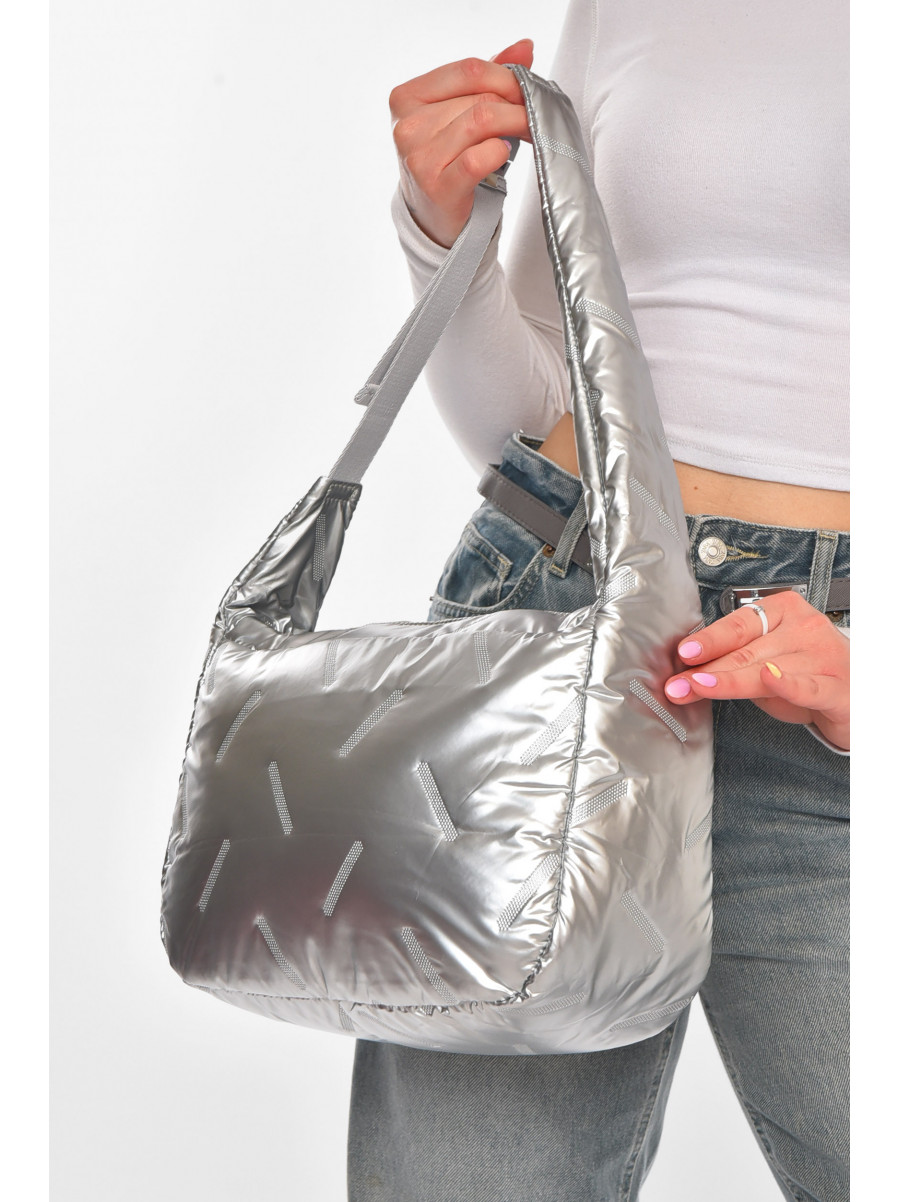 Сумка женская плащевая серого цвета 210943C