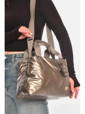 Сумка женская плащевая тёмно-бежевого цвета 210944C