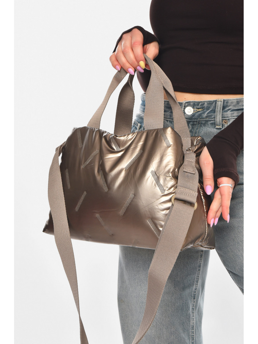Сумка женская плащевая тёмно-бежевого цвета 210944C