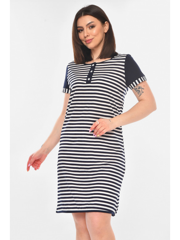 Туника женская полубатальная темно-синего цвета с принтом 210956C