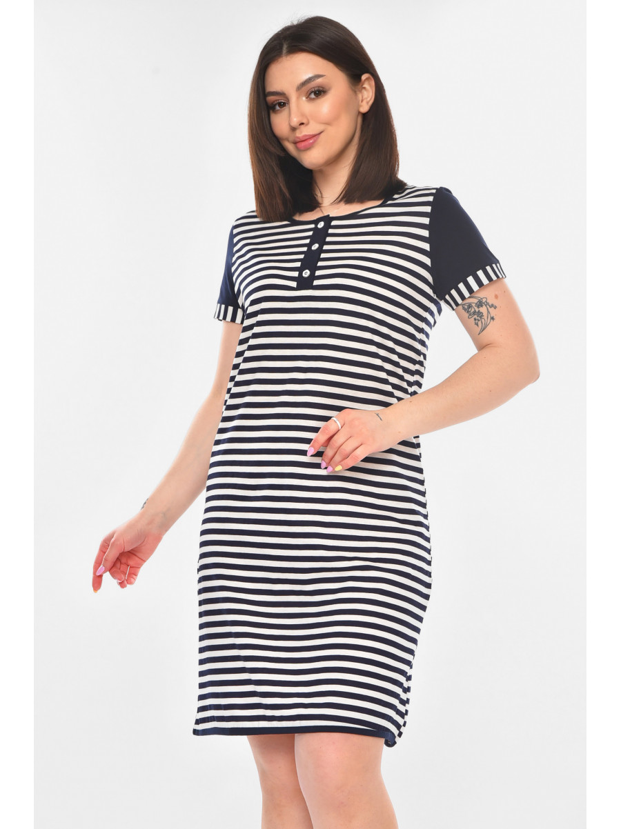 Туника женская полубатальная темно-синего цвета с принтом 210956C