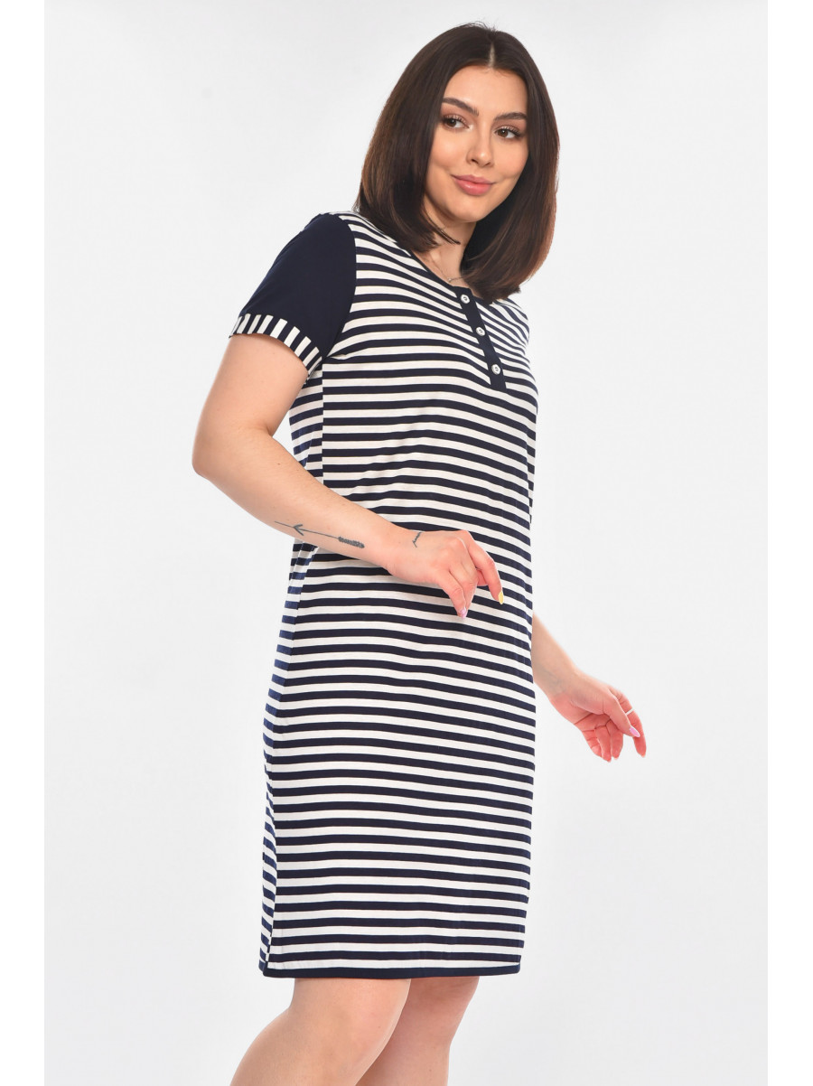 Туника женская полубатальная темно-синего цвета с принтом 210956C