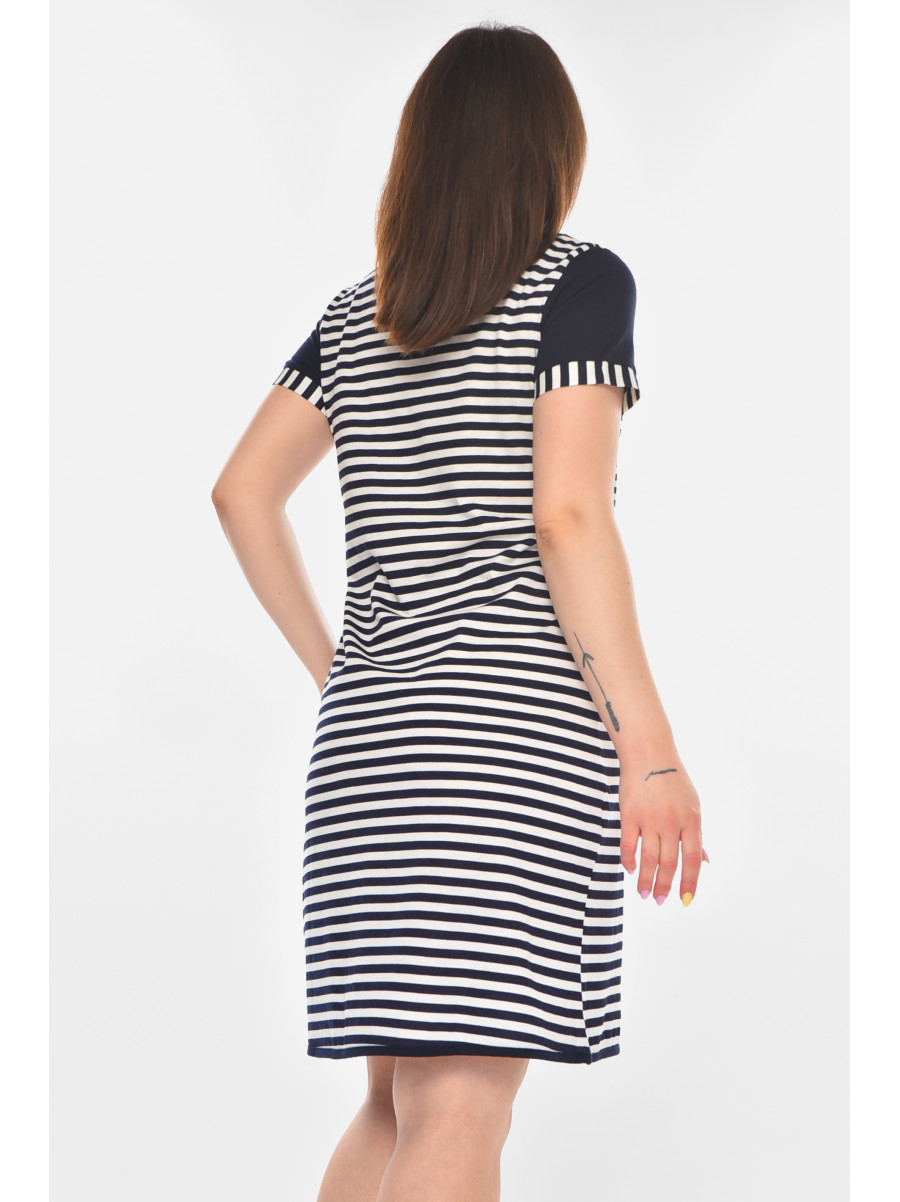 Туника женская полубатальная темно-синего цвета с принтом 210956C