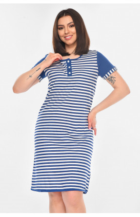 Туника женская полубатальная синего цвета с принтом 210957C