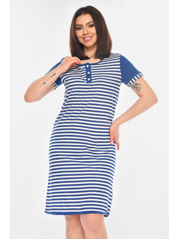 Туника женская полубатальная синего цвета с принтом 210957C