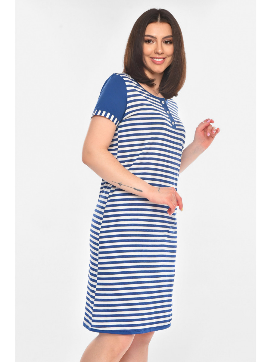 Туника женская полубатальная синего цвета с принтом 210957C