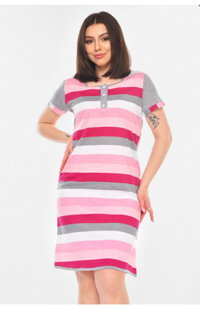 Туника женская полубатальная розового цвета с принтом 210958C