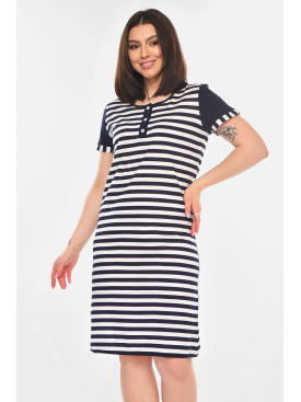 Туника женская полубатальная темно-синего цвета с принтом 210960C