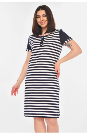 Туника женская полубатальная темно-синего цвета с принтом 210960C