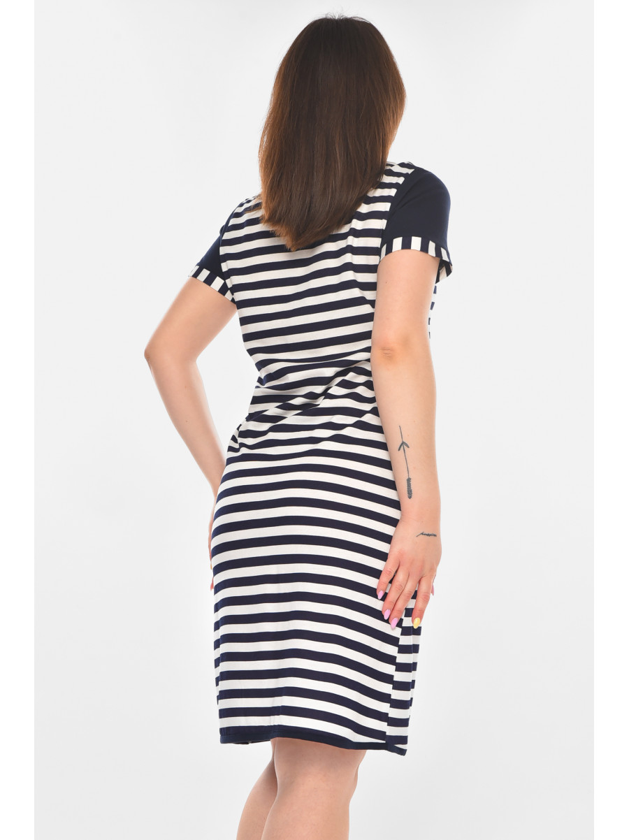 Туника женская полубатальная темно-синего цвета с принтом 210960C