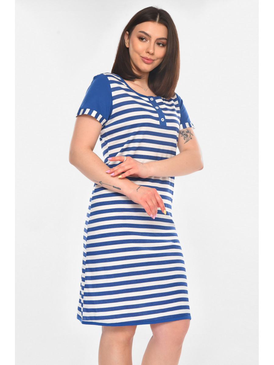 Туника женская полубатальная темно-синего цвета с принтом 210961C