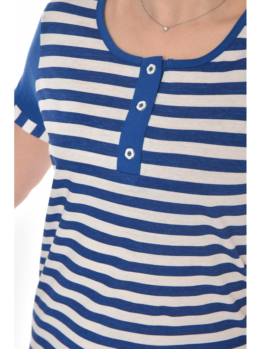 Туника женская полубатальная темно-синего цвета с принтом 210961C