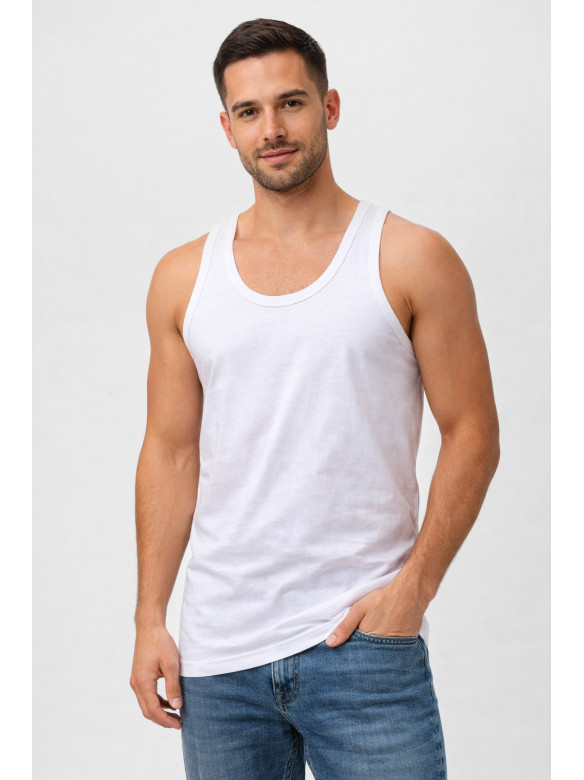 Майка мужская однотонная белого цвета 210962C