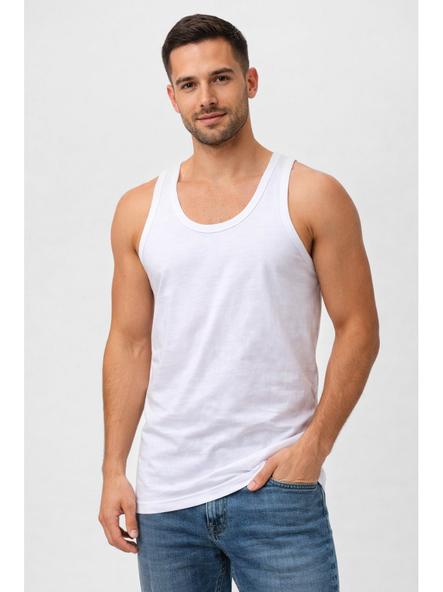 Майка мужская однотонная белого цвета 210962C