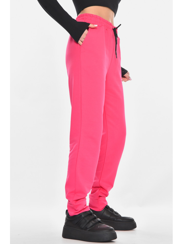 Спортивные штаны женские однотонные малинового цвета 362 210968C