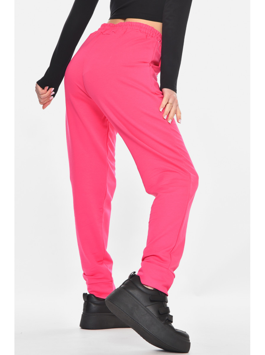 Спортивные штаны женские однотонные малинового цвета 362 210968C