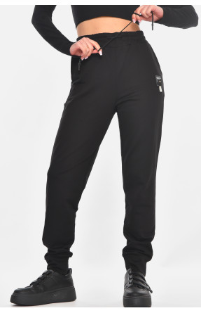 Спортивные штаны женские однотонные черного цвета 362 210972C