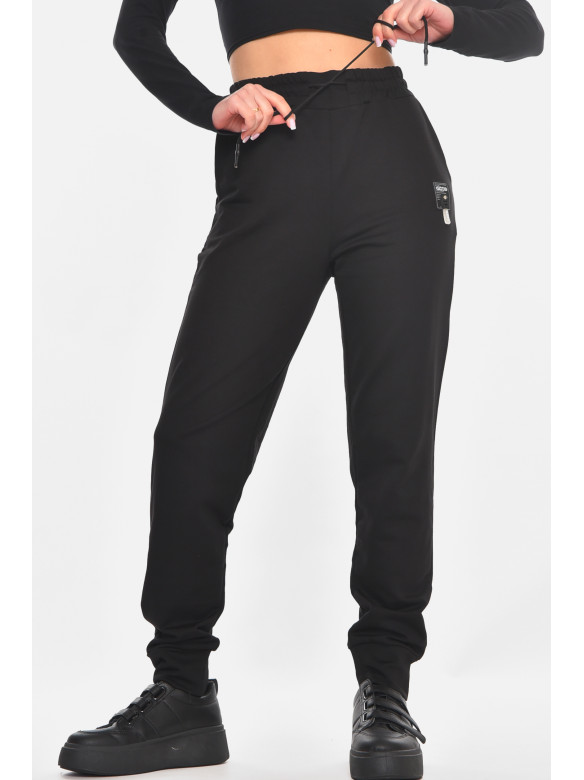 Спортивные штаны женские однотонные черного цвета 362 210972C