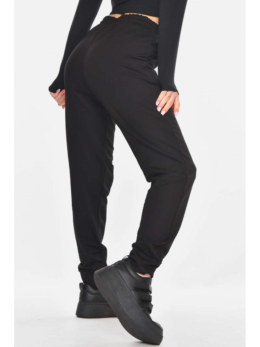 Спортивные штаны женские однотонные черного цвета 362 210972C