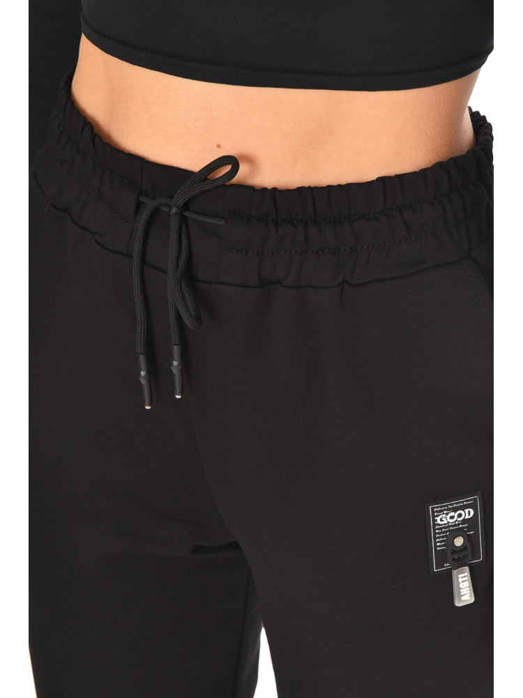 Спортивные штаны женские однотонные черного цвета 362 210972C