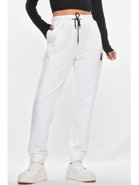 Спортивные штаны женские однотонные белого цвета 362 210973C