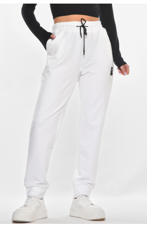 Спортивные штаны женские однотонные белого цвета 362 210973C