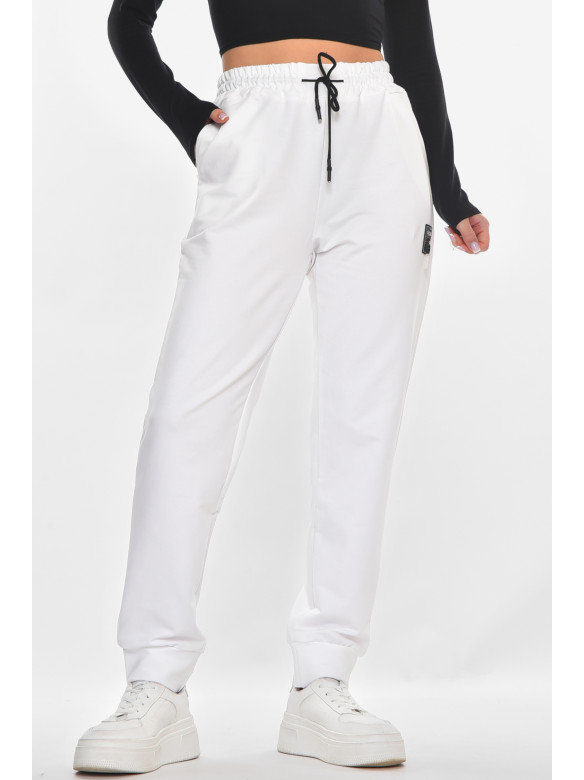 Спортивные штаны женские однотонные белого цвета 362 210973C